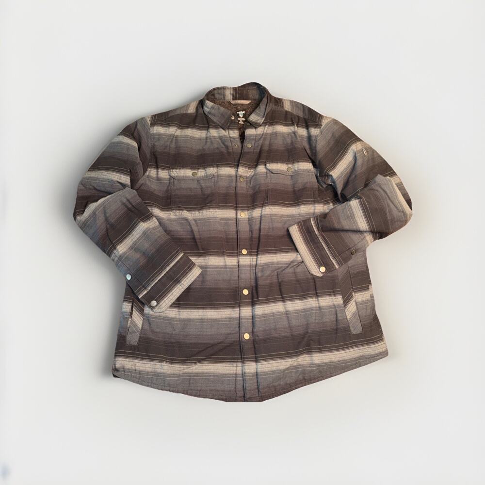 KÜHL OUTRYDR SHIRT JACKET MEN'S XL Gray Stripe Fleece Lined